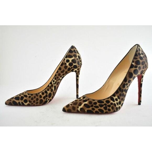 Christian Louboutin Kate 100 Pony Madagascar Leopard Black Brown Heel Pump 39 - Picture 10 of 12